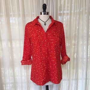 💟Banana Republic orange star print novelty top
